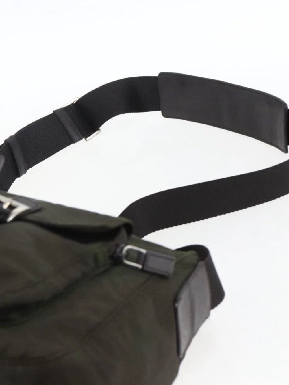 PRADA Shoulder Bag Nylon Khaki Silver Auth mr2000 - Picture 8 of 15
